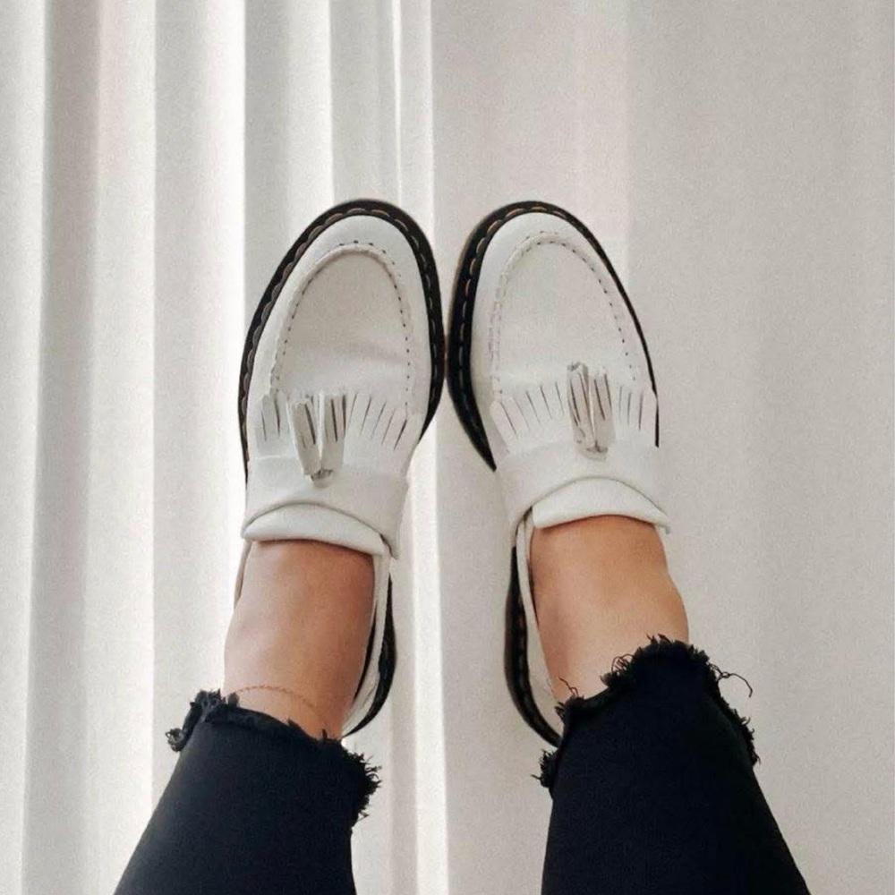 Dr. Martens White Tassel Leather Loafers New and Ready to Go